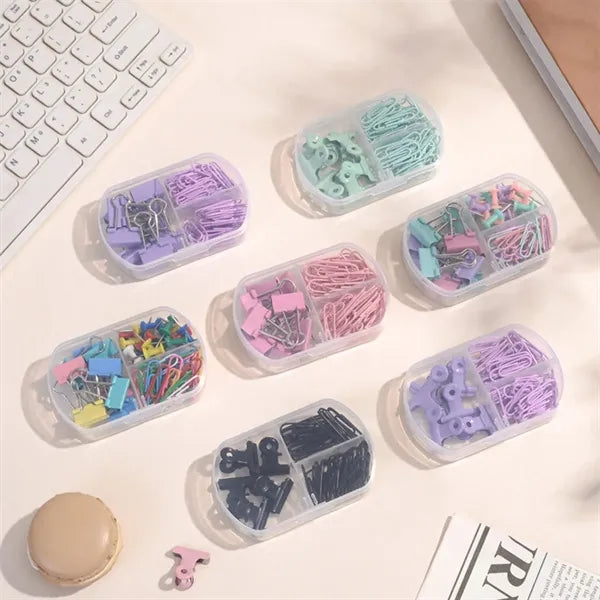 Paper Clips Push Pins Binder Stationery Set in Box
