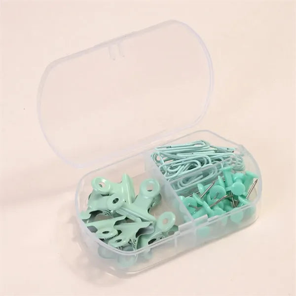 Paper Clips Push Pins Binder Stationery Set in Box
