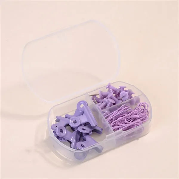 Paper Clips Push Pins Binder Stationery Set in Box