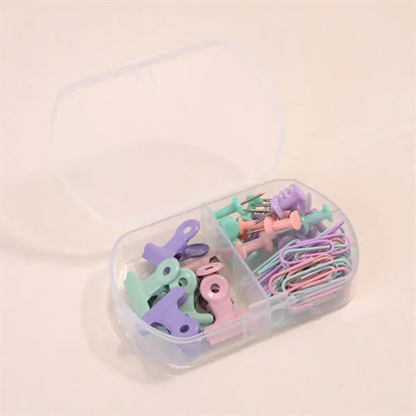 Paper Clips Push Pins Binder Stationery Set in Box