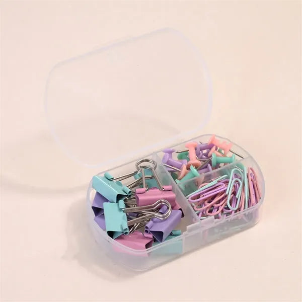 Paper Clips Push Pins Binder Stationery Set in Box