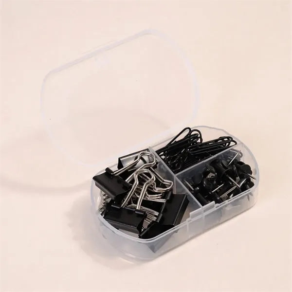 Paper Clips Push Pins Binder Stationery Set in Box