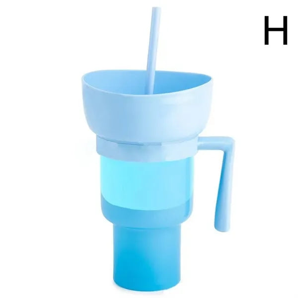 33oz Portable Snack Bowl with Straw Drink Cup