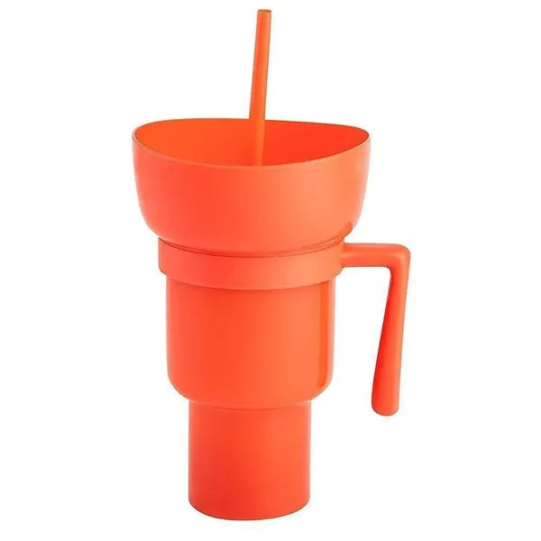 33oz Portable Snack Bowl with Straw Drink Cup