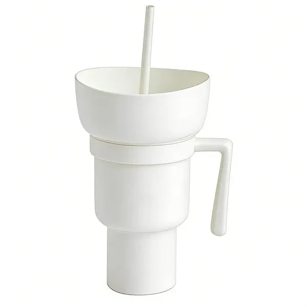 33oz Portable Snack Bowl with Straw Drink Cup