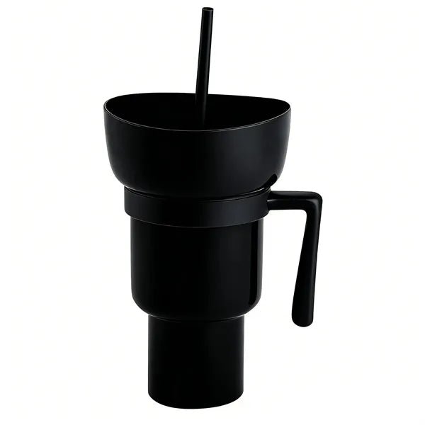 33oz Portable Snack Bowl with Straw Drink Cup