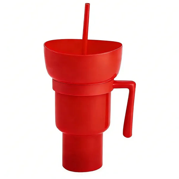 33oz Portable Snack Bowl with Straw Drink Cup