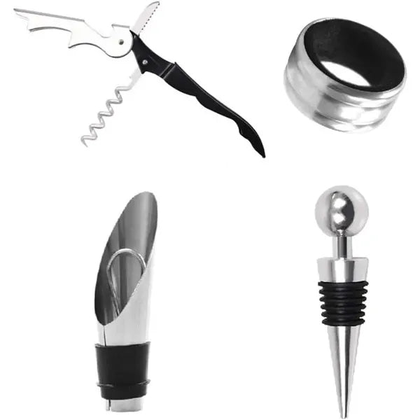 4 In 1 Wine Opener Set Corkscrew Stopper Pourer Tools