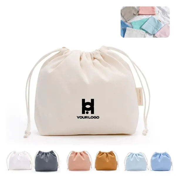 Canvas drawstring makeup bag for travel & daily use