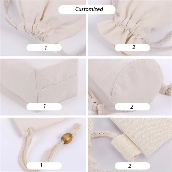 Canvas drawstring makeup bag for travel & daily use