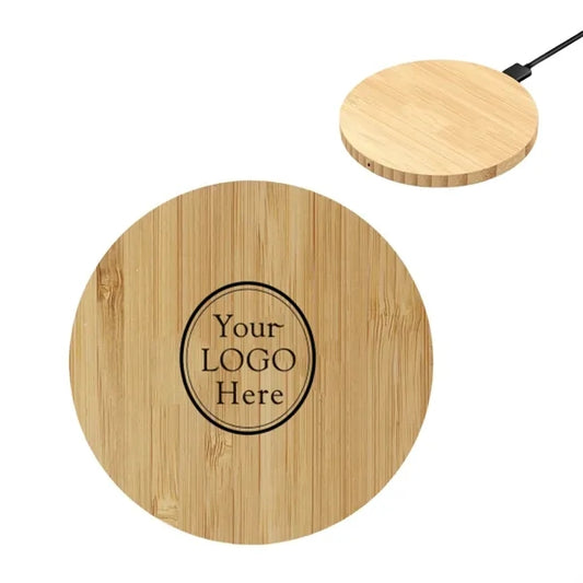Full-Color 15W Round Wooden Wireless Charging Pad