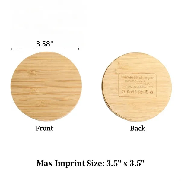 Full-Color 15W Round Wooden Wireless Charging Pad