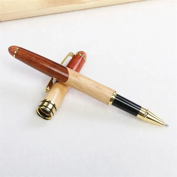 Wooden Ballpoint Pen Set With Flip Cover Box