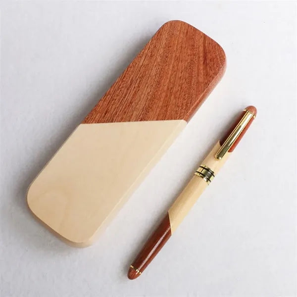 Wooden Ballpoint Pen Set With Flip Cover Box