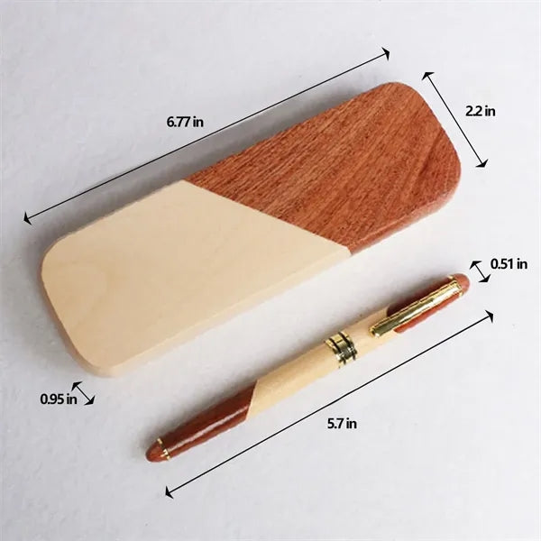 Wooden Ballpoint Pen Set With Flip Cover Box