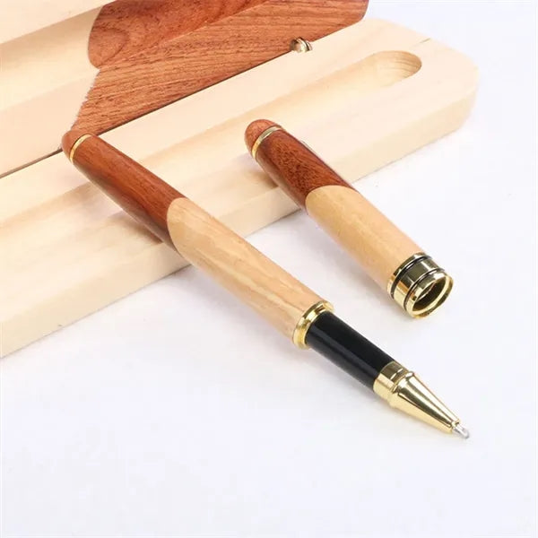 Wooden Ballpoint Pen Set With Flip Cover Box
