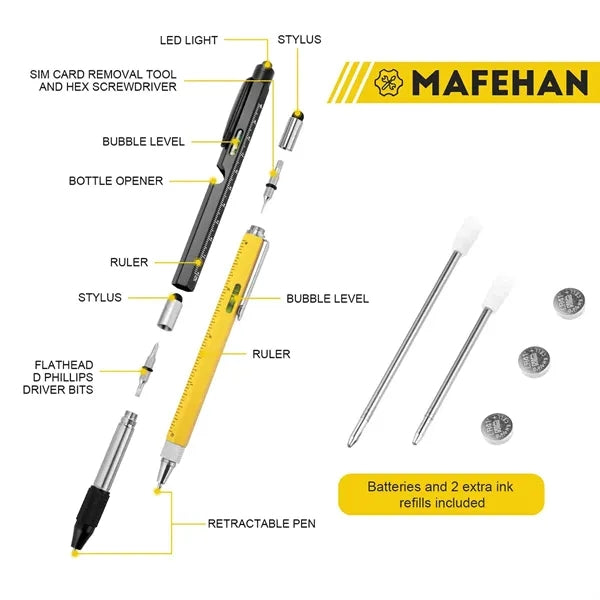 9-in-1 Multi Tool Pen with LED Light and Bottle Opener