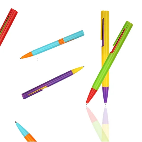 Candy Color Push-Button Lightweight Plastic Ballpoint Pen