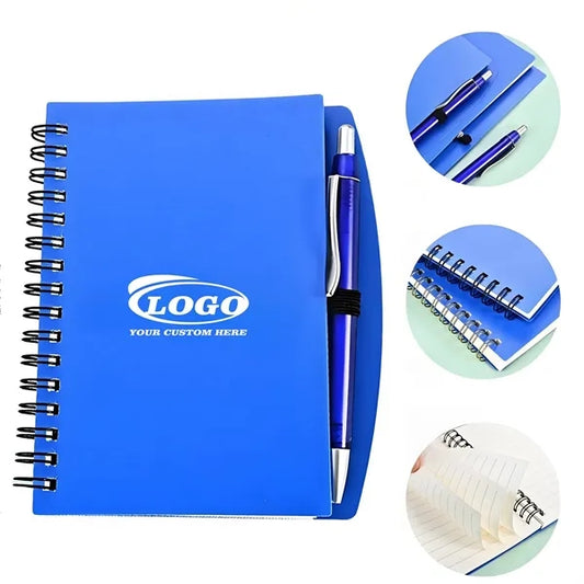 Hardcover Spiral Notebook with Ballpoint Pen