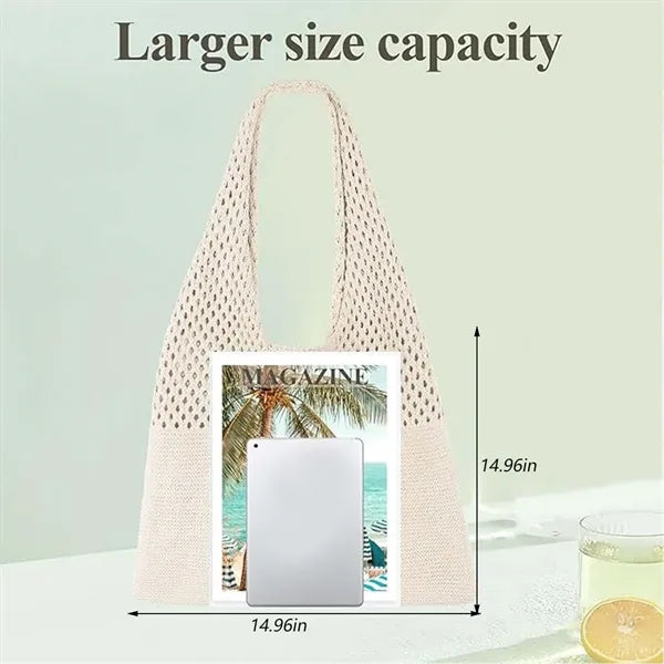 Knitted mesh crochet tote bag sustainable for shopping