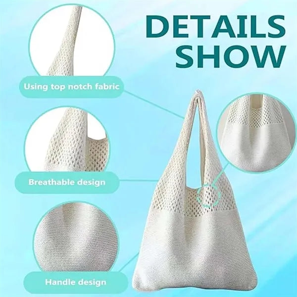 Knitted mesh crochet tote bag sustainable for shopping