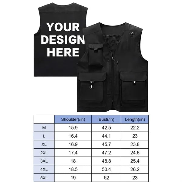 Lightweight breathable work cargo vest for outdoor fishing