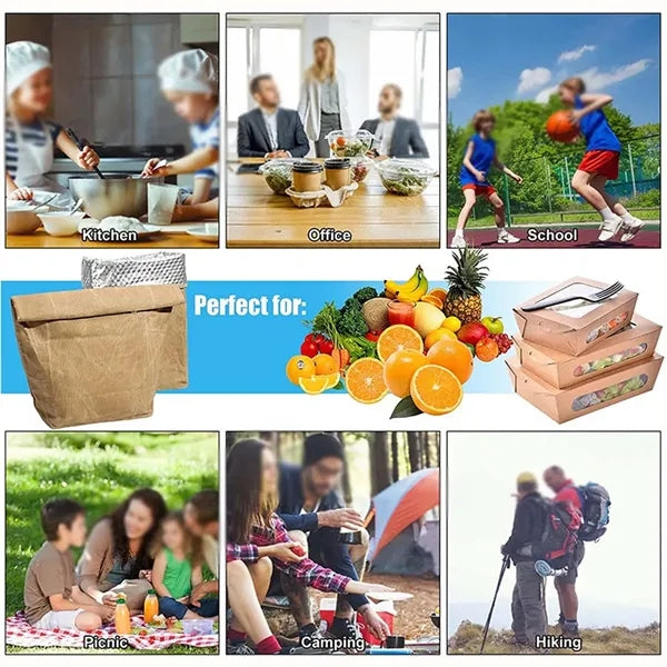 Waxed canvas lunch cooler bag insulated foldable for work