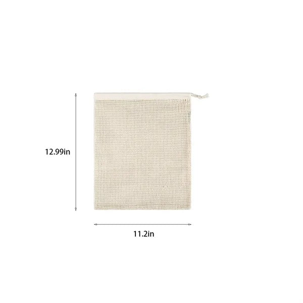 Eco-friendly cotton mesh grocery bag with drawstring closure
