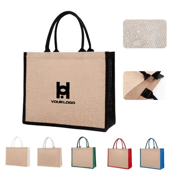 Colorful waterproof jute tote bag for gifts and events