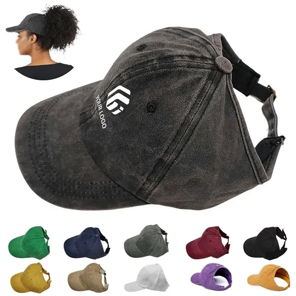Adjustable sun women ponytail hat backless baseball cap