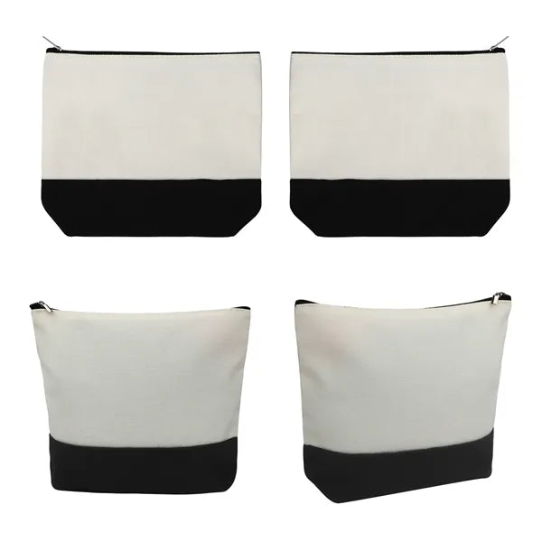 Two Tone Canvas Small Travel Cosmetic Bag 8.7"x5.1"x2"
