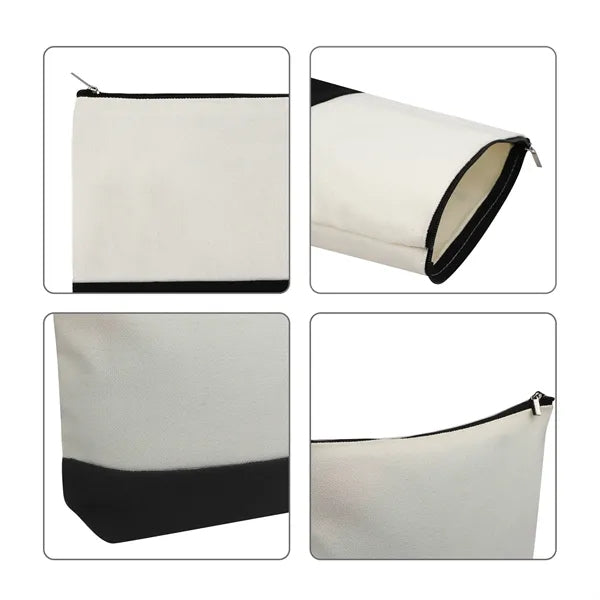 Two Tone Canvas Small Travel Cosmetic Bag 8.7"x5.1"x2"