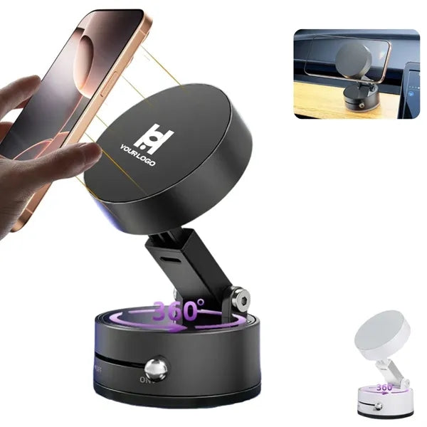 Foldable magnetic phone holder with vacuum suction for car