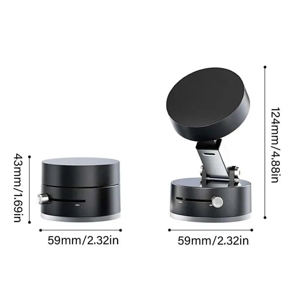 Foldable magnetic phone holder with vacuum suction for car