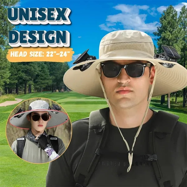 Outdoor Rechargeable Solar Face Fans Wide Brim Sun Hat