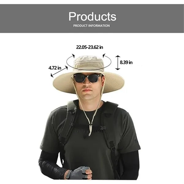 Outdoor Rechargeable Solar Face Fans Wide Brim Sun Hat