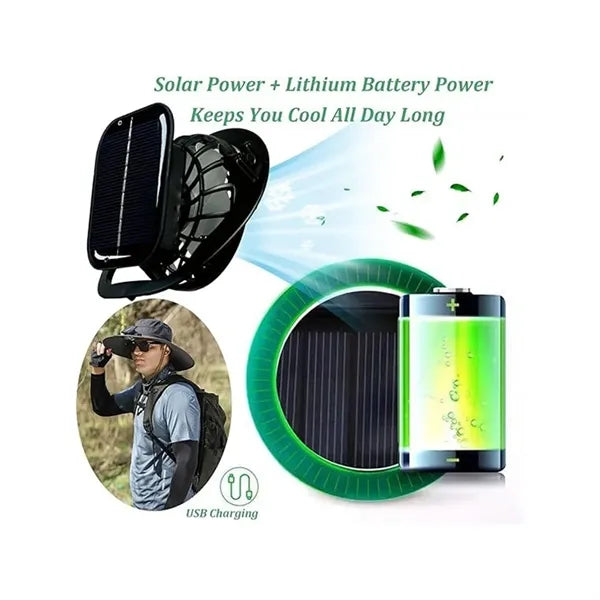 Solar Powered Face Fans Sun Protection Wide Brim Hat