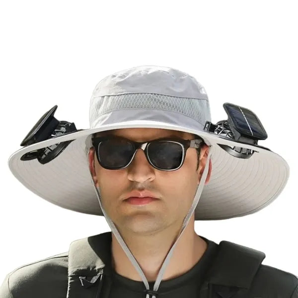 Solar Powered Face Fans Sun Protection Wide Brim Hat