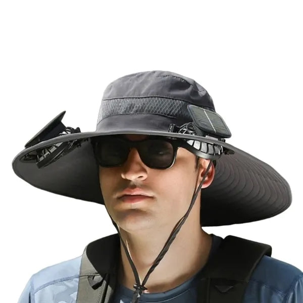 Solar Powered Face Fans Sun Protection Wide Brim Hat