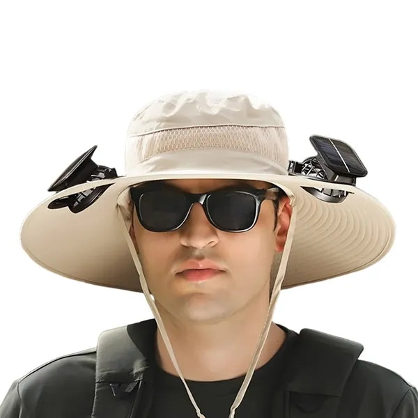 Solar Powered Face Fans Sun Protection Wide Brim Hat