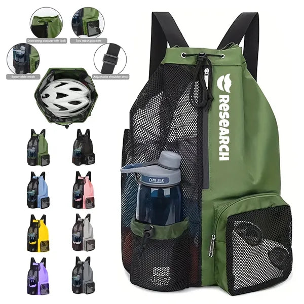Mesh Drawstring Swim Backpack Beach Bag