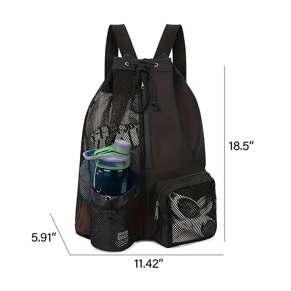Mesh Drawstring Swim Backpack Beach Bag
