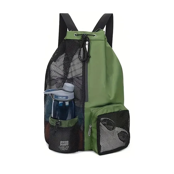 Mesh Drawstring Swim Backpack Beach Bag