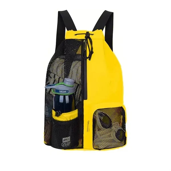 Mesh Drawstring Swim Backpack Beach Bag