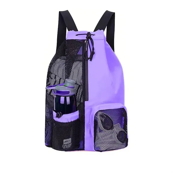 Mesh Drawstring Swim Backpack Beach Bag
