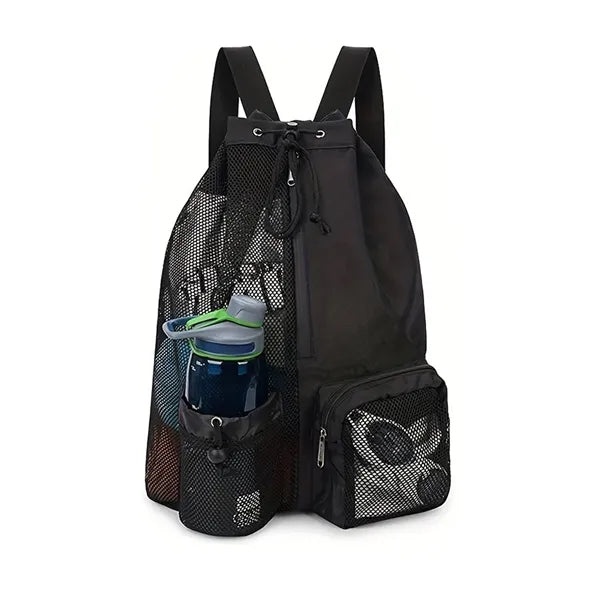 Mesh Drawstring Swim Backpack Beach Bag