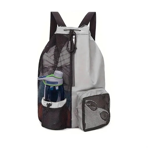 Mesh Drawstring Swim Backpack Beach Bag