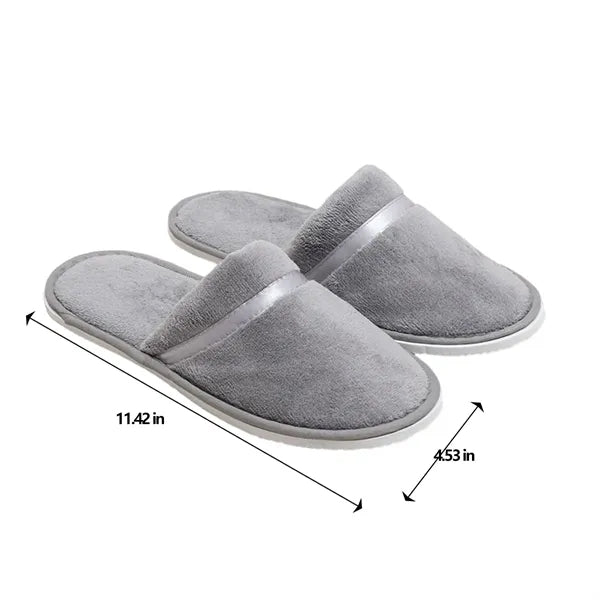 Disposable Thickened Soft Coral Fleece Closed-Toe Slippers