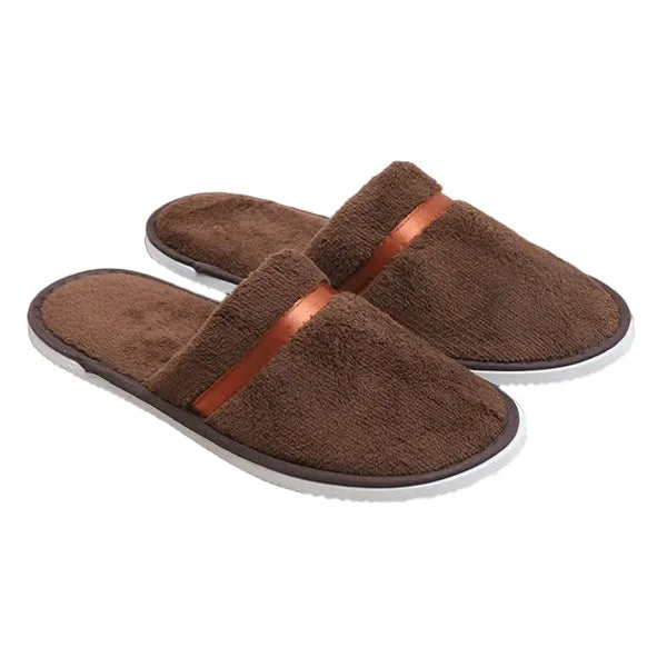 Disposable Thickened Soft Coral Fleece Closed-Toe Slippers