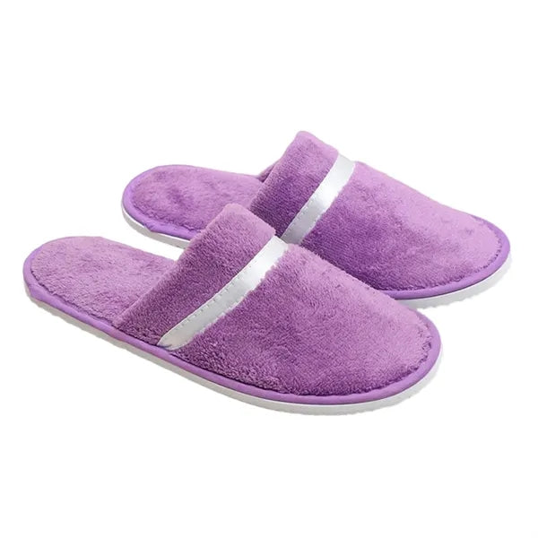 Disposable Thickened Soft Coral Fleece Closed-Toe Slippers